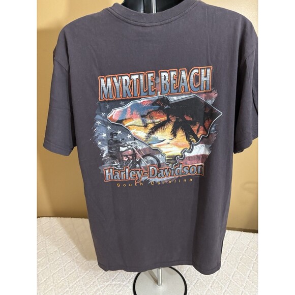 Vintage Harley Davidson USA Made Myrtle Beach SC 2 Sided Brown Tee Men’s XL - Picture 8 of 13